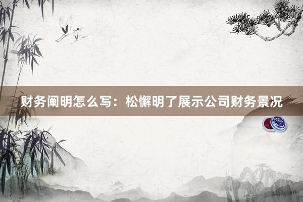 财务阐明怎么写：松懈明了展示公司财务景况